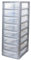 SIDSONS 8 Drawer Plastic Storage Organizer tower unit | A4 Storage Drawers for Desktop Table Small | Chest of Drawer Bedroom Small Cosmetics Stationary Organizer for Storage Solution 8 Tier Sliver