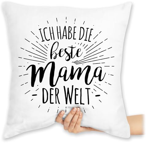 Kissen 40x40 Zierkissen - Ich Habe die Beste Mama der Welt - 40 x 40 cm - Weiß - Geschenk Muttertag Mutter Mami mom super Mutti Best Mum muddi 1.Muttertag muttertags 1 muttertagsgeschenk Weltbeste