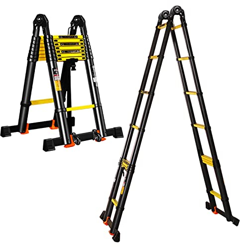 Leitern, Aluminium-Kopiladder mit A-Rahmen, 1,7 m, 2 m, 2,5 m, 3 m, 3,3 m hoch, Faltbare, tragbare Mehrzweckleiter (A 2.9M/9.5Ft)
