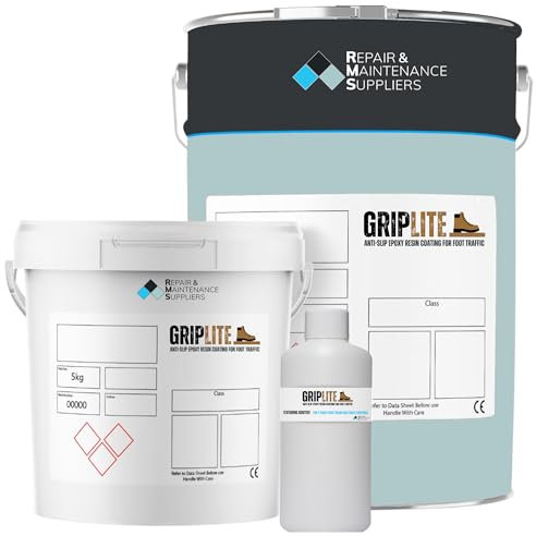RMS Griplite Anti-Slip Epoxy Resin Concrete Floor Paint | Heavy Duty, Hard Wearing 2 Pack Protective Coating for Foot Traffic in Garage, Workshop, Factory, Warehouse & Industrial Applications