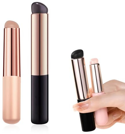 2Pcs Silicone Nail Brush Tools, Silicone Ombre Nail Brush Tools Reusable Nail Art Brushes for Gel Polish,Nail Polish Brush Applicator Sticks Portable Nail Gradient Brush Manicure DIY Tool(Pink/Black)