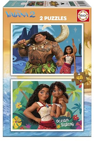 Educa - 2 Puzzles de cartón con 48 Piezas con Las imágenes de Vaiana 2, diversión por Partida Doble. Medidas 28 x 20 cm. A Partir de 3 4 5 6 años (20102)