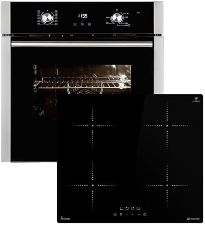 Autarkes Herdset | 60cm Einbaubackofen EB8005ED | 59cm Induktionskochfeld IH85900RL | Pizzafunktion | Grill | Umluft | Heißluft | Automatik-Timer | 2-fach Wärmeschutverglasung | SET8005IH859RL