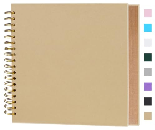Miaikoe DIY Scrapbook Album 31.5x31.5 cm Hardcover Kraft Blank Paper Scrap Book with 40 Sheets Memory Book for Family Wedding Photography Anniversary (Brown)