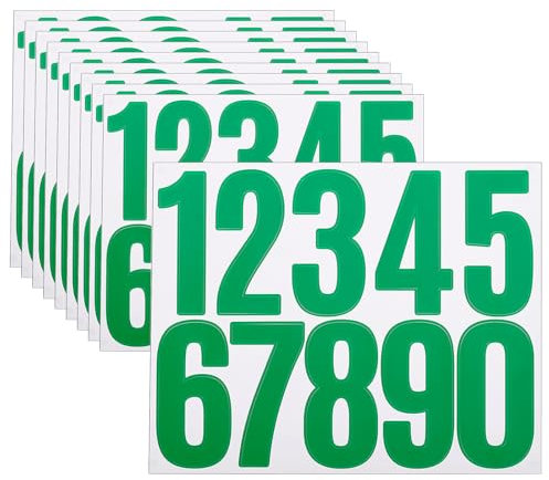sourcing map 10 Sheets Vinyl House Numbers, 3 Inch Waterproof Self-Adhesive Number Stickers for Mailbox, Sign, Window, Door, Address Number, Green