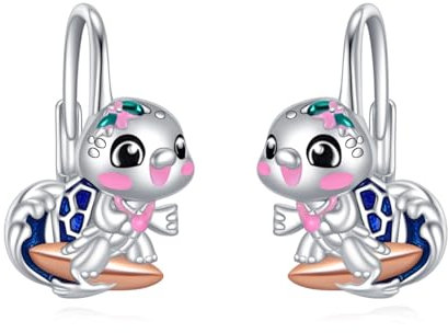 Schildkröte Ohrringe für Damen Sterling Silber Leverback Ohrringe Welle Schildkröte Schmuck Geschenke