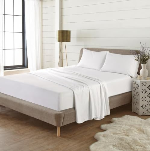 Kampala Hill Flannelette Plain Dye Brushed Cotton Single 16 Deep Fitted Sheet White