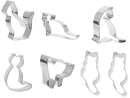 PHENOFICE 7st Keksform Keksausstecher Für Tiere Katze Ausstecher Kuchen Kolben Formen Fruchtschokoladenform Kätzchen-ausstecher Geburtstagskeks Cookie-katze 430er Edelstahl Silver