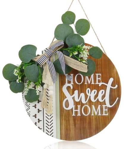 Cartello Di Benvenuto Sulla Porta D'Ingresso Da Appendere, Decorazione Per Porta D'Ingresso, Cartello Boho Da Appendere, Decorazione Ghirlanda Porta D'Ingresso In Legno, Decorazione Per La Casa
