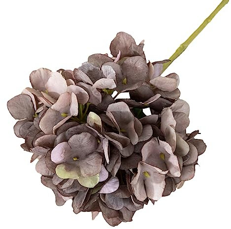 2 Stück Künstliche Hortensien Kunstblumen, Realistische Einzelne Lange Stamm Künstliche Blumen, Hortensien Blumensträuße für Hochzeit, Haus, Büro, Hotel, Partydekoration, Blumenarrangement,Grau