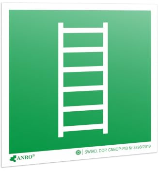 PRINTIMA Nachleuchtendes PVC-Sicherheitszeichen – 15x15cm, Rettungswegschild mit Leiter-Symbol, geeignet für Fluchtwege und Notausgänge