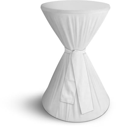 Bestlivings Bistro Stehtischhusse (Cotton White) - Ø60 cm x 145 cm - Spandex Stretch (Öko-Tex) Stehtisch Husse für Gastro, Hochzeit, Events, Geburtstag - waschbar 60°C