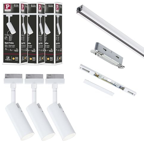 Paulmann 5243 URail LED Schienenspot Tubo Starterset 3x150lm 3x4W 3000K dimmbar 230V Signalweiß