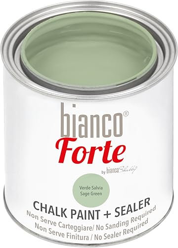 Bianco Forte - Vert Sauge - (250ml) - Peinture à la Craie & Vernis 2-en-1: Peinture Ultra Résistante pour Meubles, Armoires, Murs & Portes - Séchage Rapide, Intérieur/Extérieur, Finition Mate
