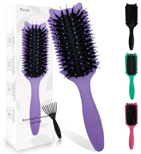 Sularpek Curly Hair Brush, Curl Defining Brush, Curl Defining Styling for Detangling, Shaping, Flexible Soft Pin Bristles, Glide Through Tangles With Ease For All Hair Types (Purple)