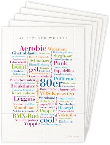 Deine Wörter Postkartenset - 5 Postkarten mit 80er, einzigartiges Souvenir und kreative Geschenkidee - DIN A6