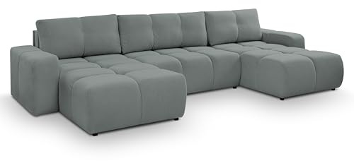 AXLIVING Ecksofa Grau mit Schlaffunktion Hosio 359 cm – Komfortable Wohnlandschaft