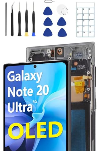 JQYDZH OLED Display für Samsung Galaxy Note 20 Ultra Display Touch Screen Digitizer (mit Rahmen,) 6,9 Zoll LCD Assembly + Reparatur-Set Halterung 5G 4G N986B N986U N986W (Note 20 Ultra Black)