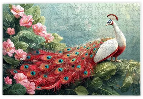 Puzzle 1000 Teile Erwachsene, Pfau Puzzle 1000 Teile mit Geschenkbox, Holzpuzzle Erwachsene mit Naturholz, Geschenke für Frauen, Geschenke für Männer, Groß Holzpuzzle für Wanddeko Wohnzimmer, Z-31