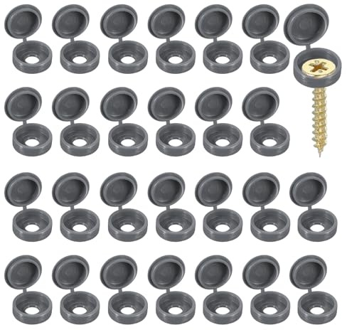YELARXI Screw Snap Covers, M6 Plastic Hinged Screw Cover Caps Shutter Screws Fold Snap Washer - Fitting for (Windows/Railings/Home Furniture/Cabinets), 6mm & 120 Pack & Dark Grey