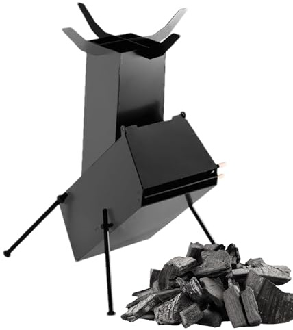Raketenofen zum Kochen, Raketenofen Camping - Selbstspeisender - ofen, Heizbrennerofen, Outdoor-Herd zum Kochen, Camping, Wandern, Angeln, Rucksackreisen