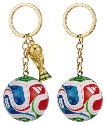 ZSYIULIA World Cup Football Keyring with Trophy Charm - 3D Soccer Keychain Football Party Favours Backpacks Key Ring, Sports Memorabilia Keyring Gifts for Boys Men Soccer Lovers