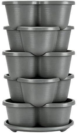 Ratpzou Erdbeer,5-stufiger vertikaler stapelbarer mit Rollen | Outdoor-Garten-Pflanzgefäß,Für Terrasse, Balkon, Freisitz, Außenpflanzen, Kletterpflanzen