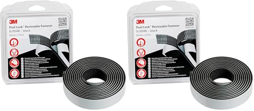 3M Dual Lock SJ354B, solutions de fixations amovibles - excellente adhésion sur les plastiques comme le polypropylène, polyéthylène, ABS, PVC (rigide), Polycarbonate - 25mm x 2.5m, 5.7mm (1 blister)