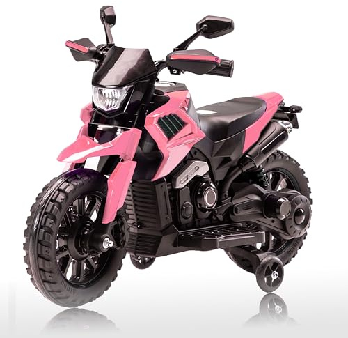 GarveeLife Elektrisches Kinder-Motorrad mit Musik & Scheinwerfer, 6V Akku, bis 3 km/h, für Kinder von 3-6 Jahren & max. 25kg