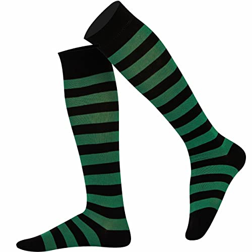 Mysocks Unisex Kniestrümpfe lange Socken Streifen Grün Schwarz