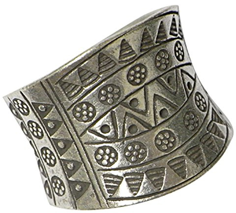 Chic-Net Massiver Silberring aus 925er Sterling Silber Thailandische Bergstämme Karen Stil Muster schwarz 54