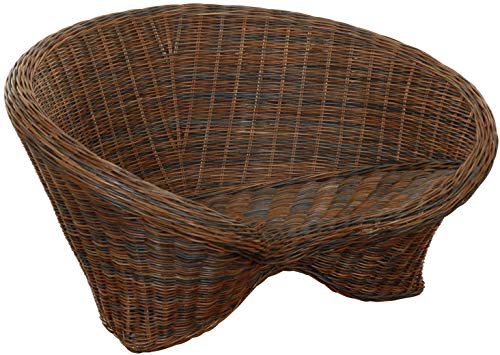 Korb-Outlet Lotus-Stuhl aus echtem Rattan/Yoga Sitz zur Meditation (Schwarz Braun)