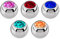 Modern Nature Piercingschmuck Piercing Verschluss Stahl Kugel Set, 5 x Steinkugeln in 1,2 x 3 mm