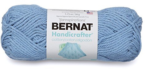 Bernat Handicrafter Cotton Yarn, Solid, 1.7 Ounce, French Blue, Single Ball