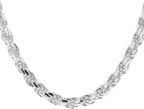 Tuscany Silver Women's Sterling Silver 4 mm Solid Diamond Cut Rope Chain Necklace