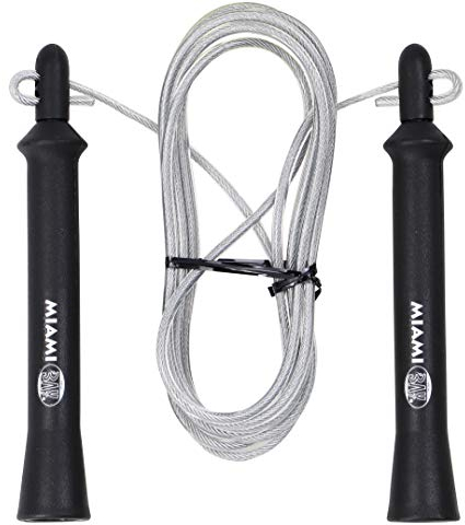 BAY® Miami PROFI STAHL-Springseil, High Speed, längenverstellbar double unders under mit Drehwirbel, Stahlseele Sprungseil Springseile Hüpfseil Boxen Fitness Jump Rope Kampfsport Kickboxen Muay Thai Thaiboxen für Kinder Damen Herren Erwachsene mit Drehwirbel, Stahlseele Sprungseil Springseile Hüpfseil Boxen Fitness Kampfsport Kickboxen Muay Thai Thaiboxen Kinder Damen Herren Erwachsene