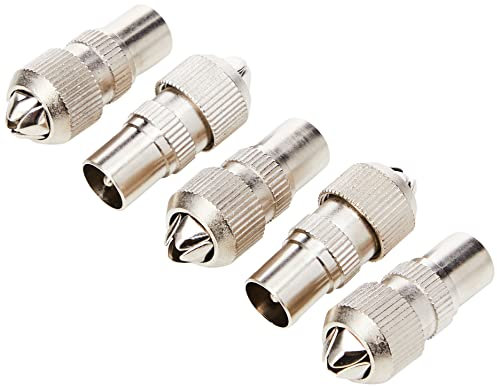 Merriway BH02201 (5 Pcs) Male Metal TV Aerial Co-Axial Plug - Pack of 5 Pieces