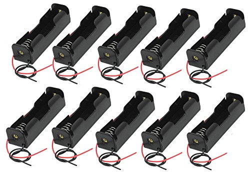 Yueton Pack of 10 Wire Lead Battery Storage Box Case Holder for 18650 Flat Tip Single Battery by Blovess
