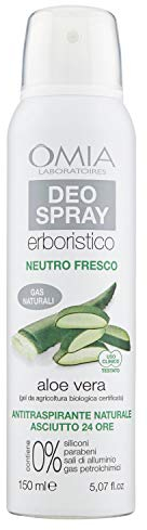 Omia, Deo Kräuterspray mit Aloe Vera, Antitranspirant, für intensives Schwitzen, ohne Aluminium- und Gassalze, Frische für 24 Stunden, Deodorant für Damen und Herren, 150 ml