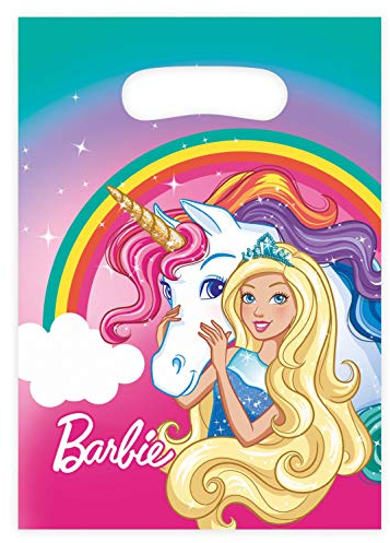 Amscan 9902528 - Partytüten Barbie, 8 Stück, 23,5 x 16,5 cm, Mitgebsel, Kindergeburtstag