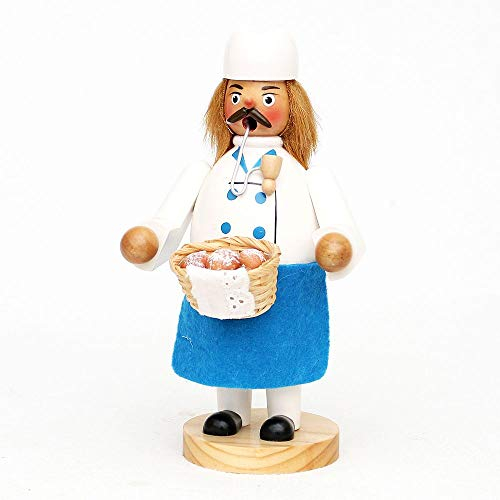 Wichtelstube-Kollektion Holz Räuchermann Räuchermännchen Räucherfigur Bäcker mit Brotkorb 11 x 10 x 20 cm