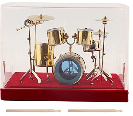 Hztyyier Miniatur Schlagzeug, 3D Modell Set Miniatur Musikinstrument Trommel Dekoration Display Mini Handwerk für Zuhause Ornamente(18cm)