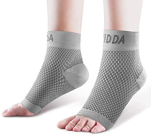 AVIDDA Plantar Fasciitis Socks with Heels Arch Supports, Compression Sleeves Ideal for Arthritis Pain Relief and Suitable for Sports, Ankle Supports for Men and Women Grey-2-M