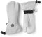 Hestra Heli Ski Damen-Handschuh – klassischer 3-Finger-Leder-Schneehandschuh zum Skifahren, Snowboarden und Bergsteigen (Damenpassform), Hellgrau/Offwhite, Größe 7