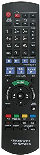 N2QAYB000618 Replace Remote Control - VINABTY N2QAYB000615 IR6 Recorder Remote Control Replacement For Panasonic HDD DVD DMR-HW120 DMR-HW220 DMR-HW100EBK DMR-HW100 DMRHW100EB-K Remote Controller