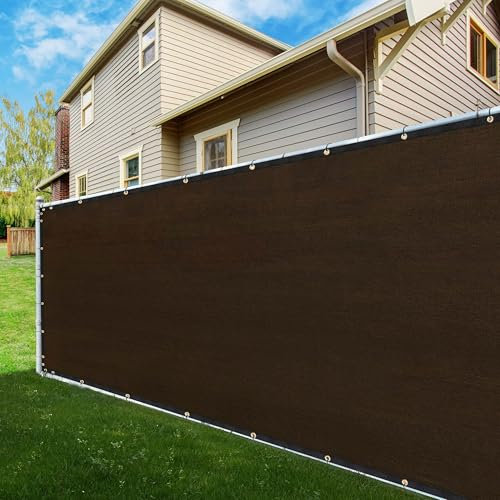 ShadeMart Tissu en polyéthylène haute densité pour brise-vue 2,4 x 1,5 m avec œillets et attaches de câble incluses Marron
