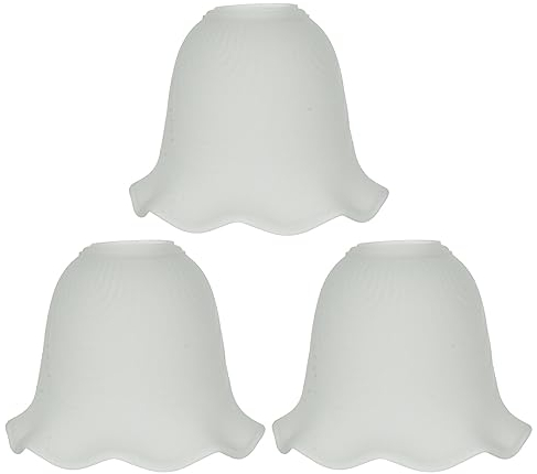 Uonlytech 3-pc Glass Drum Table Lampshade and Chandelier - E27 Bulb, Hanging & Ceiling Light Shades with Flower Pattern