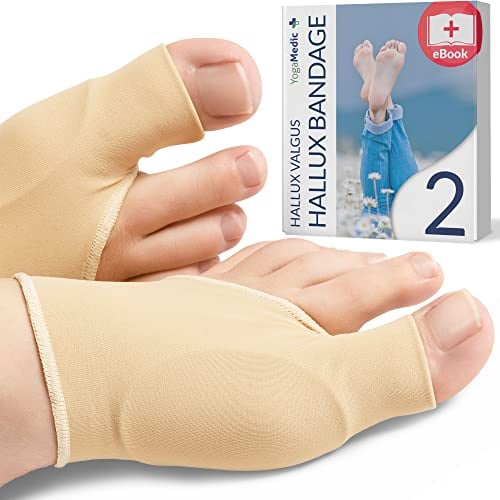 YOGAMEDIC Calcetines Hallux Valgus - Almohadilla para el Dedo Gordo y Alivio de los Dedos - Corrección y Protección del Dedo en Martillo, 1 Par para Zapatos y Sandalias - Mujeres y Hombres, Talla L-XL