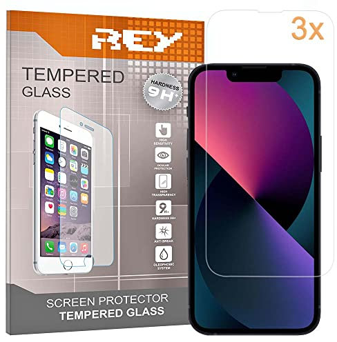REY 3X Protector Pantalla para iPhone 13 Mini (5,4), Cristal Vidrio Templado Premium