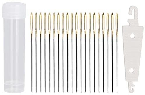 100 PCS Large Eye Blunt Needles Sewing Set, 40mm/1.57inch Stitching Needles Embroidery Needles Hand Sewing Big Eye Needles Knitting Needles Sewing Darning Needles Easy Thread with a Threader for Craft